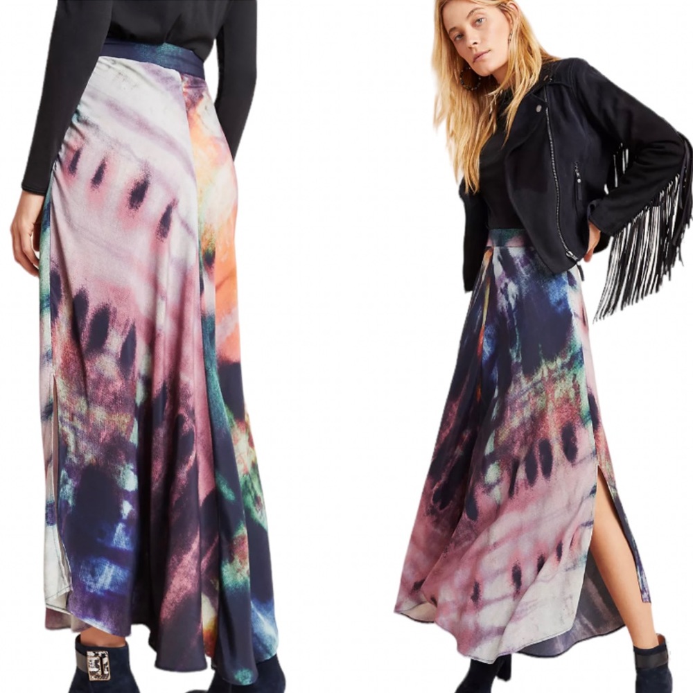 Anthropologie Purple Blue A-Line Maxi Skirt